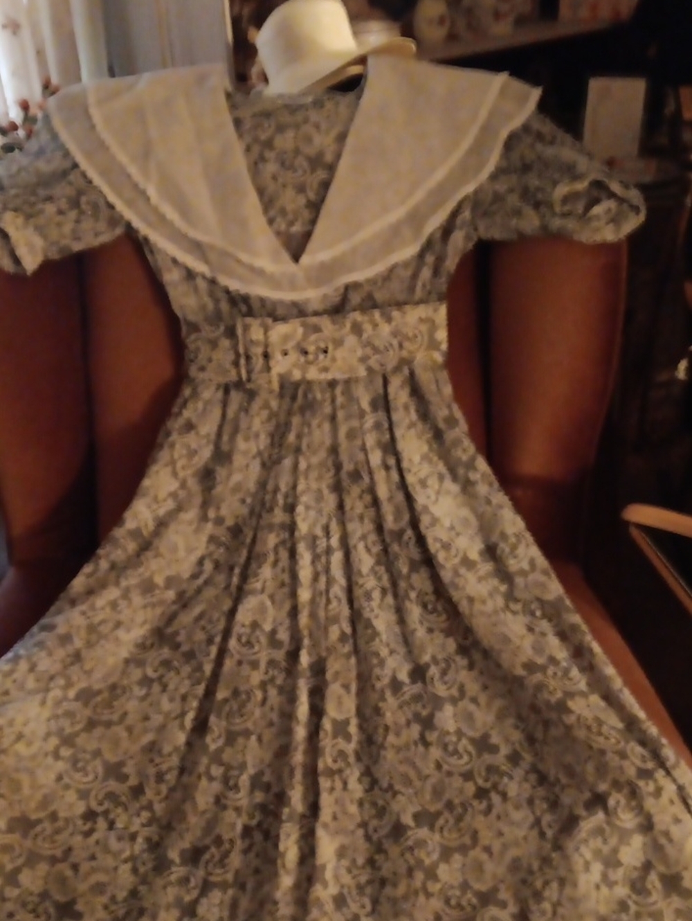 Vintage-Inspired Blue Floral Sailor Collar Dress